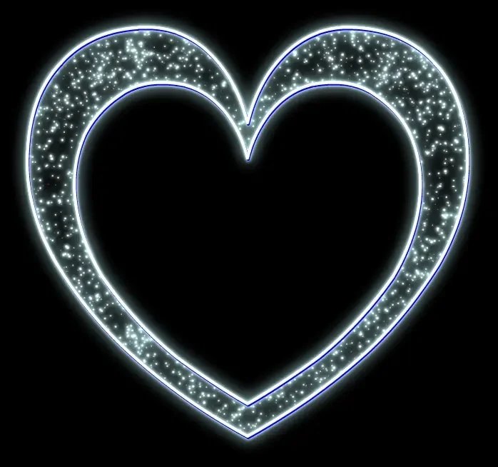 2D LED light heart, 245 × 225 cm, lodowa biel, stojąca, aluminium