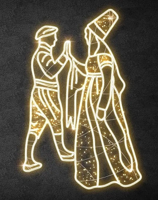 Eco Fix 2D LED light dancers II, 205 × 145 cm, ciepły biały, stojący, druk 3D