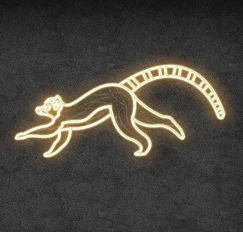 Eco Fix 2D LED light lemur, do biegania, wisząca, 235 × 103 × 4 cm, ciepła biel, druk 3D, złota