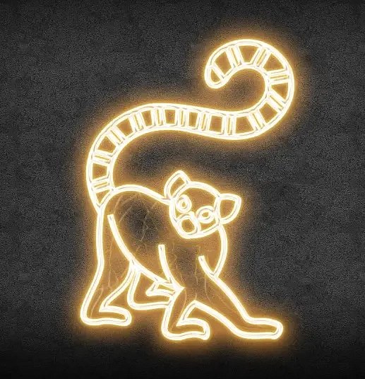 Lampka Eco Fix 2D LED lemur, przednia, wisząca, 110 × 145 × 5 cm, ciepła biel, druk 3D, złota