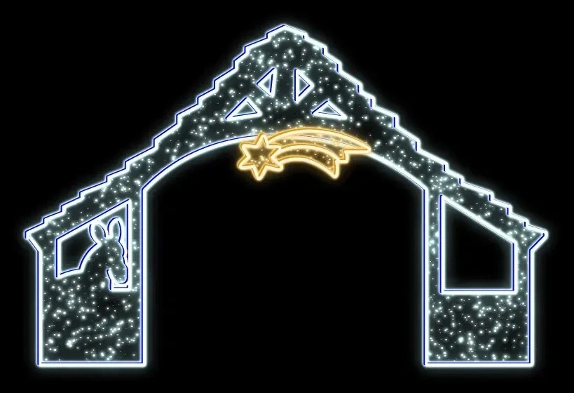 Stały motyw świetlny Eco Fix 2D LED, 345 × 225 cm, lodowaty i ciepły biały, stojący, aluminium