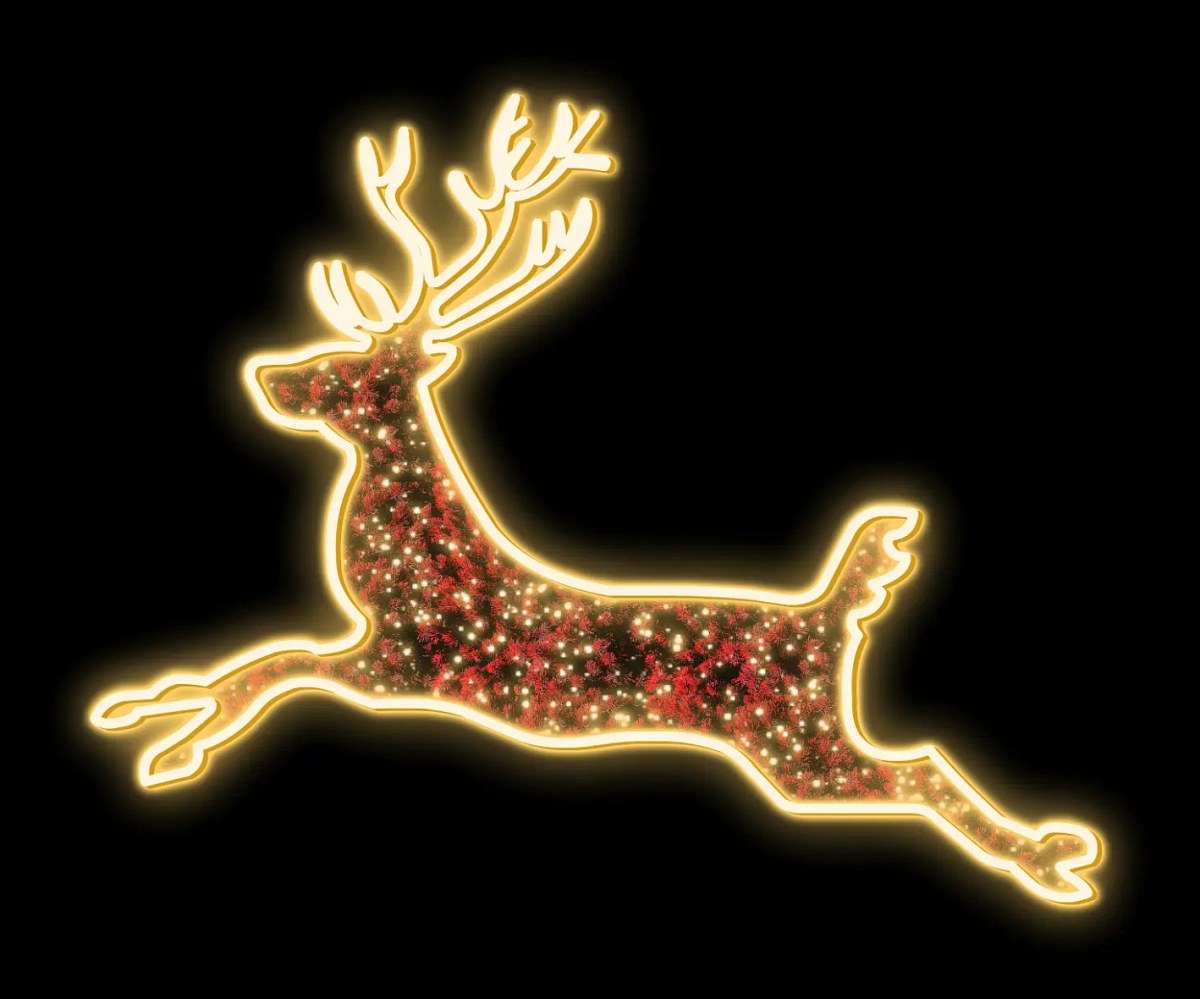 Motyw świetlny Easy Fix 2D LED, jeleń, 190 × 250 cm, ciepły biały, stojący, aluminium