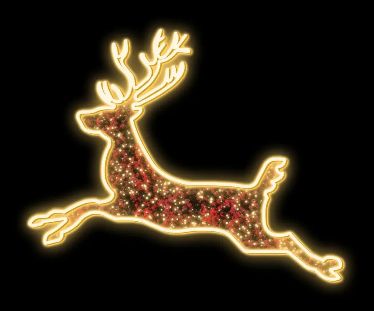 Easy Fix 2D LED z motywem jelenia, wisząca, 375 × 350 × 3 cm, ciepła biel, aluminium, czerwony dywan