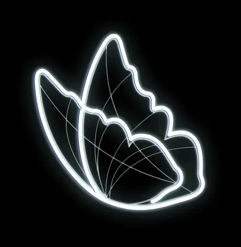 Eco Fix 2D LED light butterfly, 55 × 55 cm, lodowa biel, wiszący, druk 3D