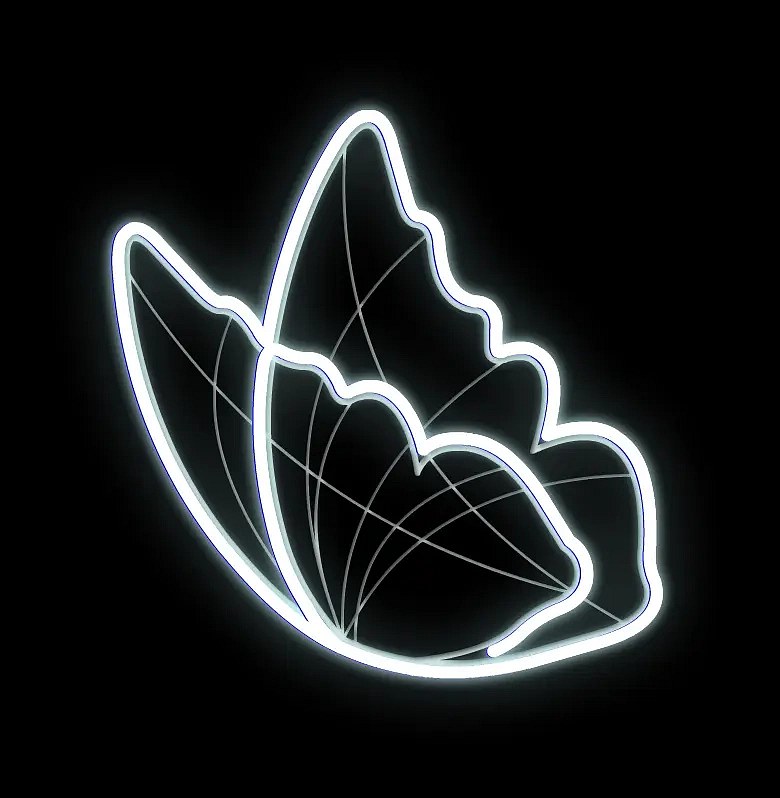 Eco Fix 2D LED light butterfly, 95 × 100 cm, lodowa biel, stojący, druk 3D, aluminium