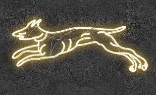 Eco Fix 2D LED light dog, w biegu, wiszący, 154 × 57 × 3 cm, ciepły biały, nadruk 3D, złoty