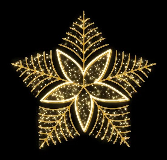 Easy Fix 2D LED star light, star anise IV, Ø 150 cm, ciepły biały, wisząca, złoty dywan, aluminium