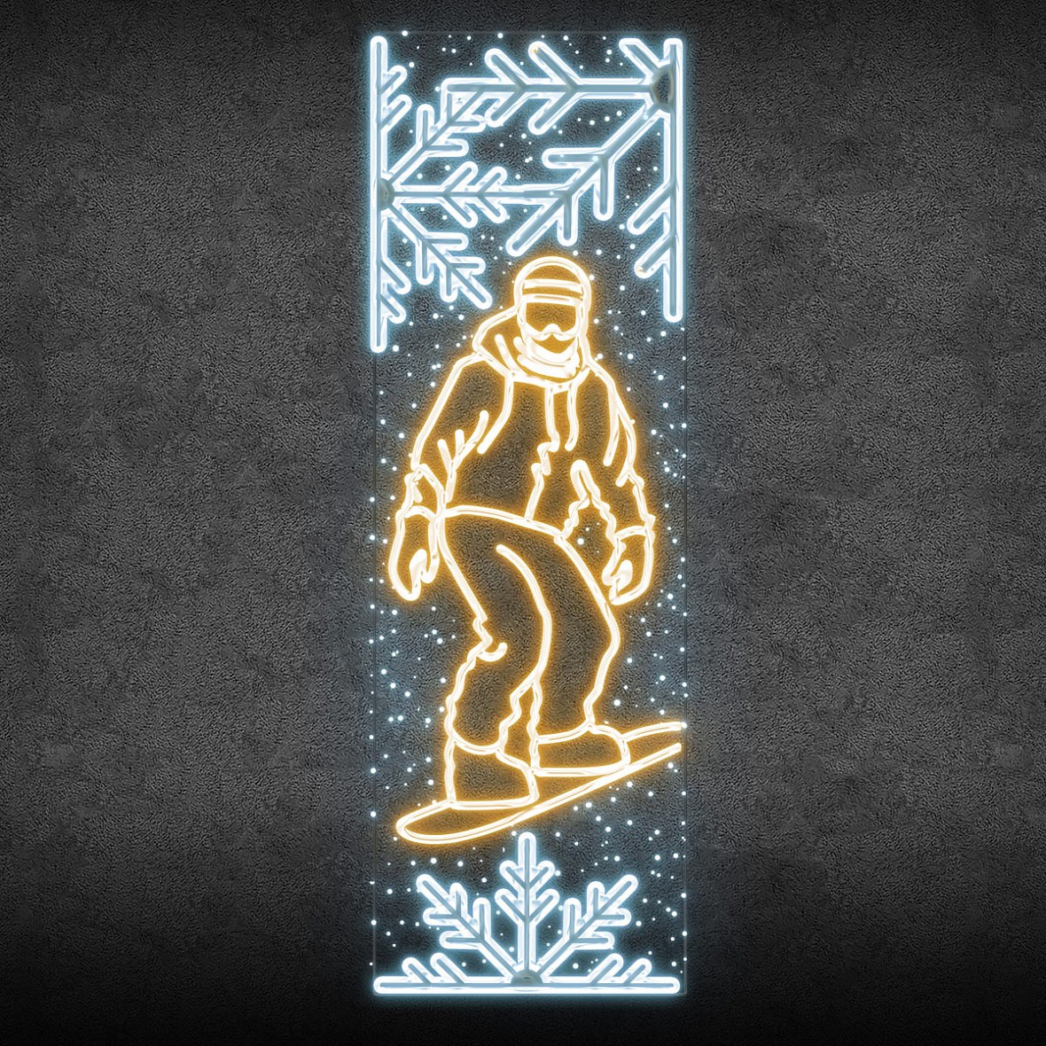 Easy Fix 2D LED baner świetlny snowboardzista, 80 × 247 cm, ciepła i lodowata biel, dekoracja do oświetlenia publicznego, aluminium