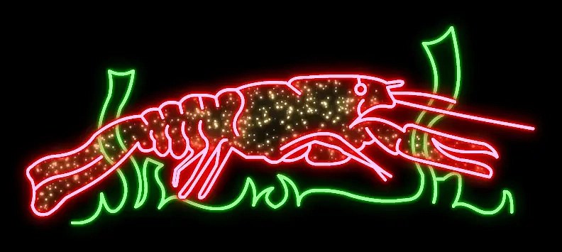 Krab świetlny LED 2D, 185 × 100 cm, stojący, druk 3D