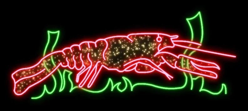 Krab świetlny LED 2D, 185 × 100 cm, stojący, druk 3D