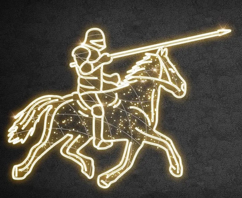 Easy Fix 2D LED light rycerz na koniu, 240 × 310 cm, ciepły biały, stojący, druk 3D