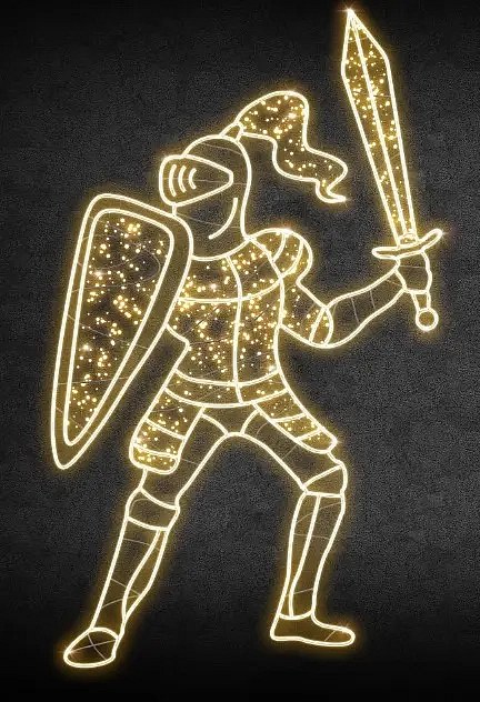 Eco Fix 2D LED Light Knight, 135 × 210 × 60 cm, ciepły biały, stojący, druk 3D