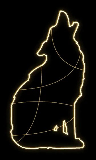 Wyjący wilk Easy Fix 2D LED, 110 × 185 × 60 cm, ciepły biały, stojący, druk 3D, aluminium