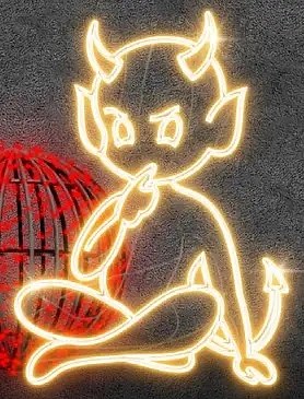 2D LED light devil III, 66 × 90 cm, ciepły biały, stojący, druk 3D