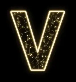 2D LED letter V, 100 × 120 cm, ciepła biel, 36 V, 22 W, 5 kg, 5 części