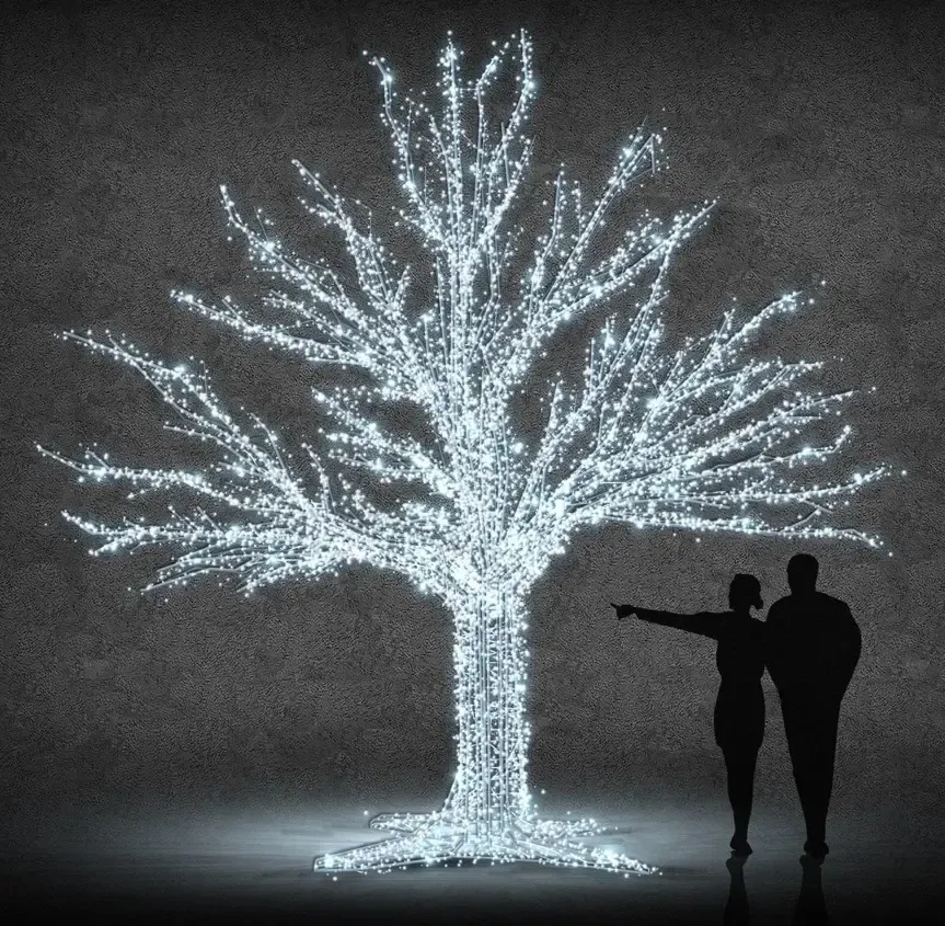 Drzewo liściaste Eco Fix 3D LED 400 cm, biel lodowa, aluminium