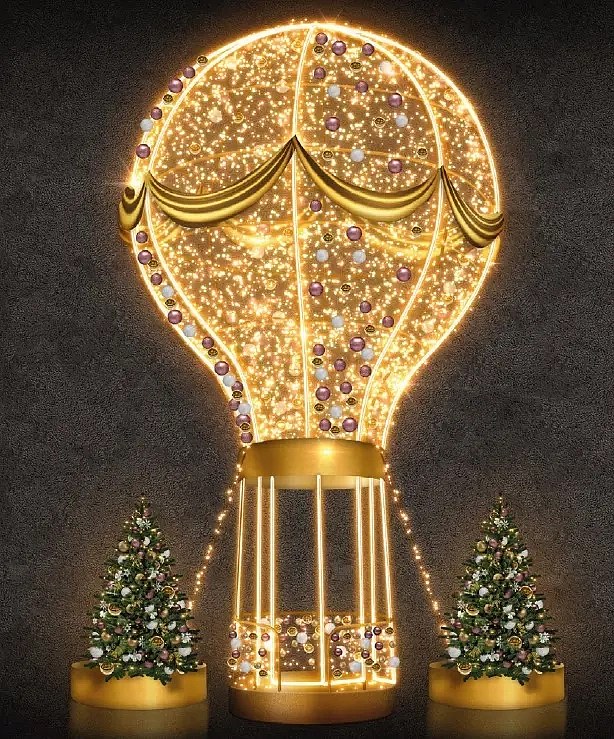 Balon świetlny Eco Fix 3D LED, 800 × 400 × 400 cm, ciepły biały, stojący, aluminium