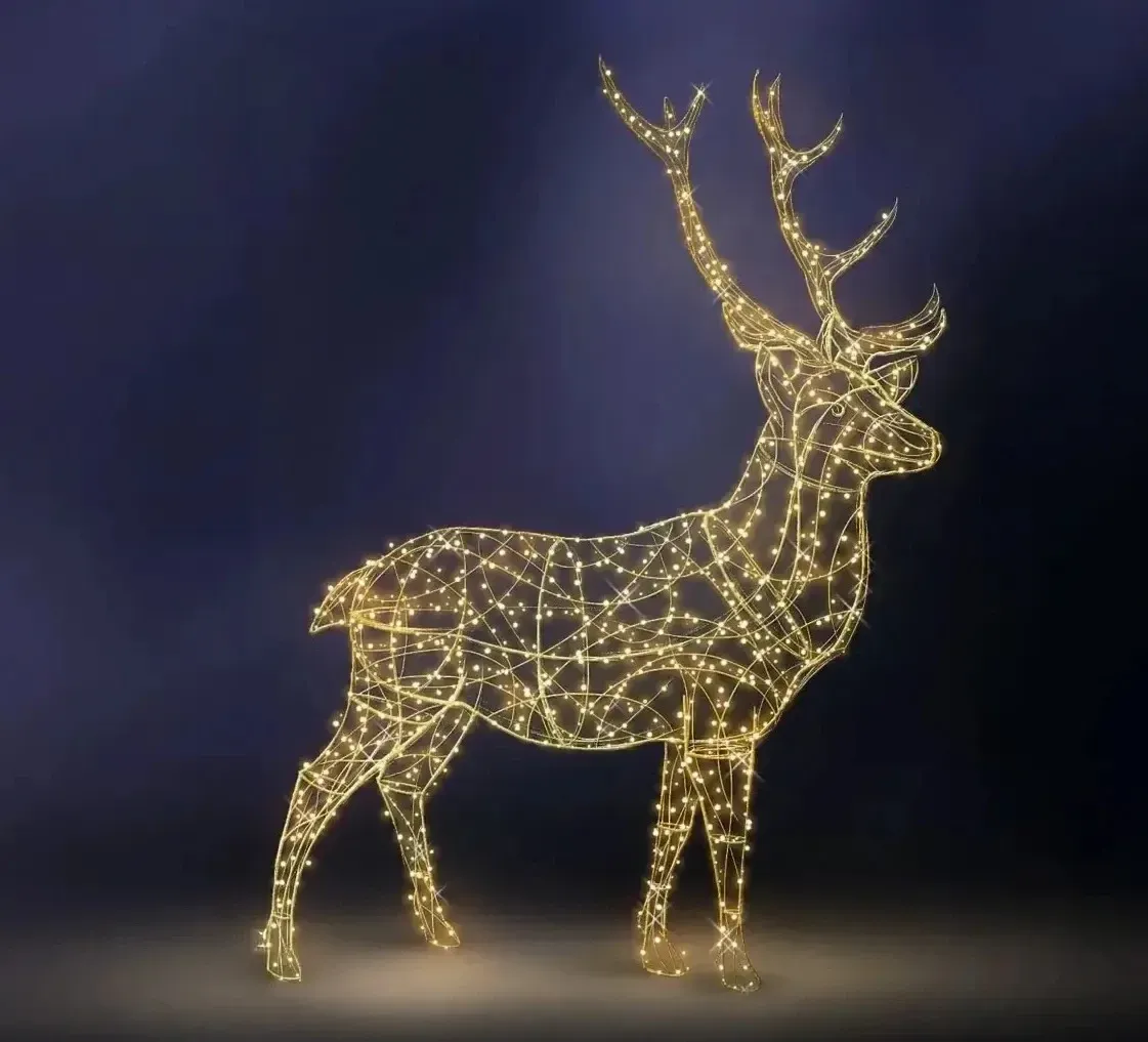 Eco Fix 3D LED deer light 350 cm, ciepła biel z kryształkami, aluminium