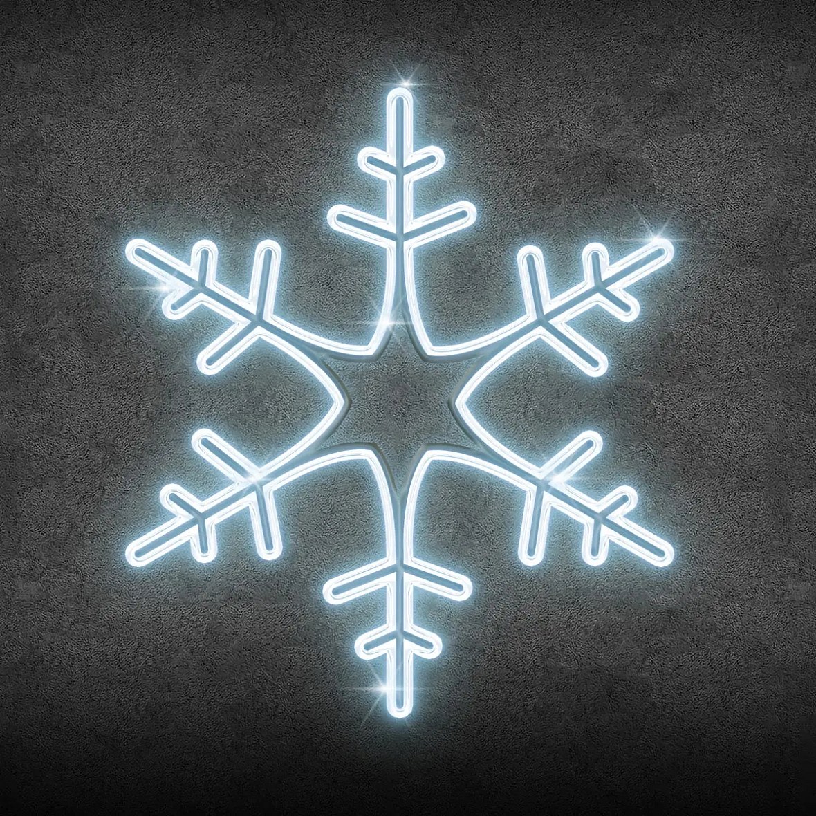 2D LED-owy płatek śniegu XXIII, wiszący, średnica 75 cm, lodowobiały, druk 3D, biały