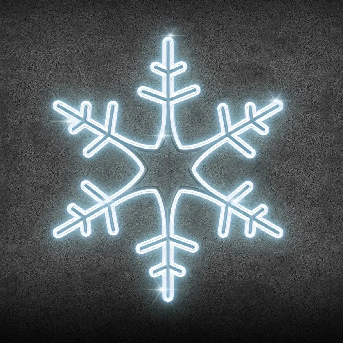 2D LED-owy płatek śniegu XXIII, wiszący, średnica 75 cm, lodowobiały, druk 3D, biały