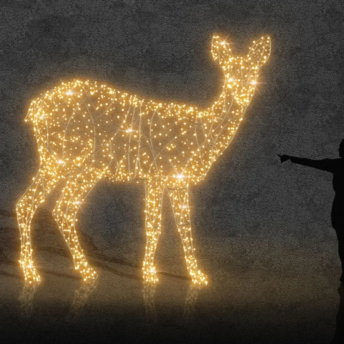 Jeleń oświetleniowy Eco Fix 3D LED, 300 × 295 × 100 cm, ciepły biały, aluminium