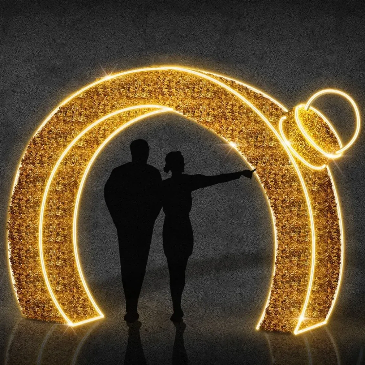 Ozdoba bramy świetlnej Easy Fix 3D LED, 250 × 305 × 40 cm, ciepła biel, stojąca, aluminium