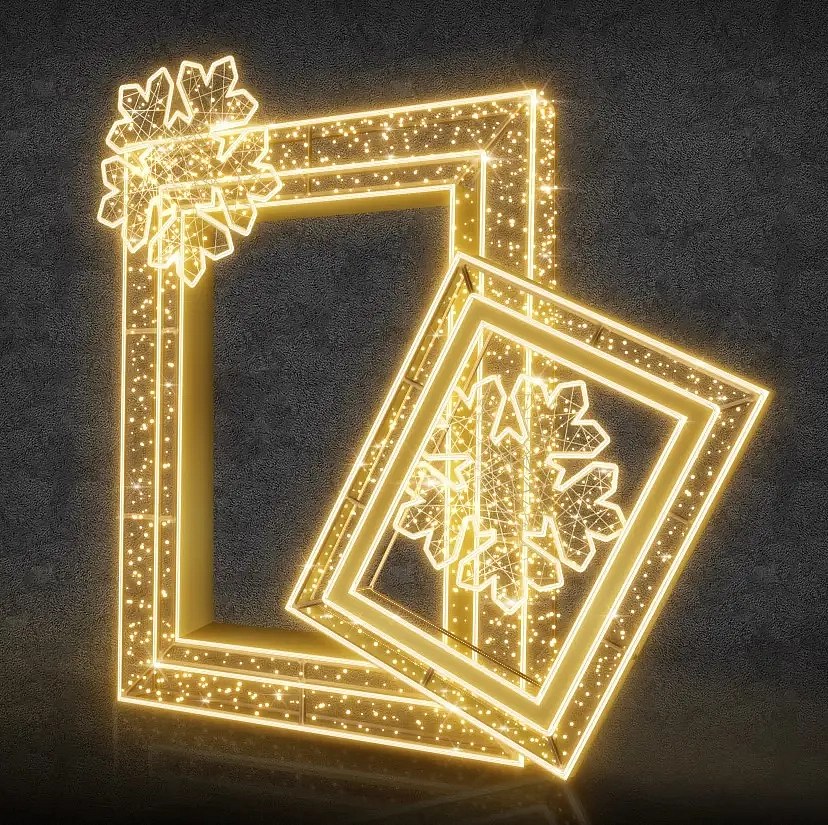 Ramka oświetleniowa Eco Fix 3D LED, 180 × 225 cm, ciepła biel, aluminium