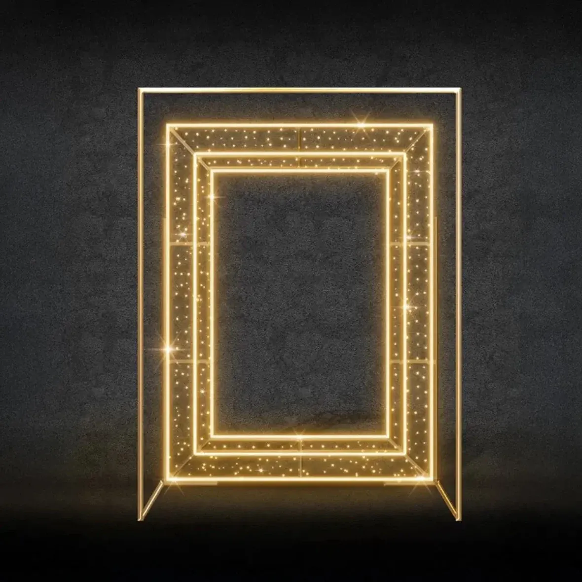Rama oświetleniowa LED 3D, 230 × 170 × 110 cm, ciepła biel, 24 i 36 V, 45 W, 35 kg, 3 części