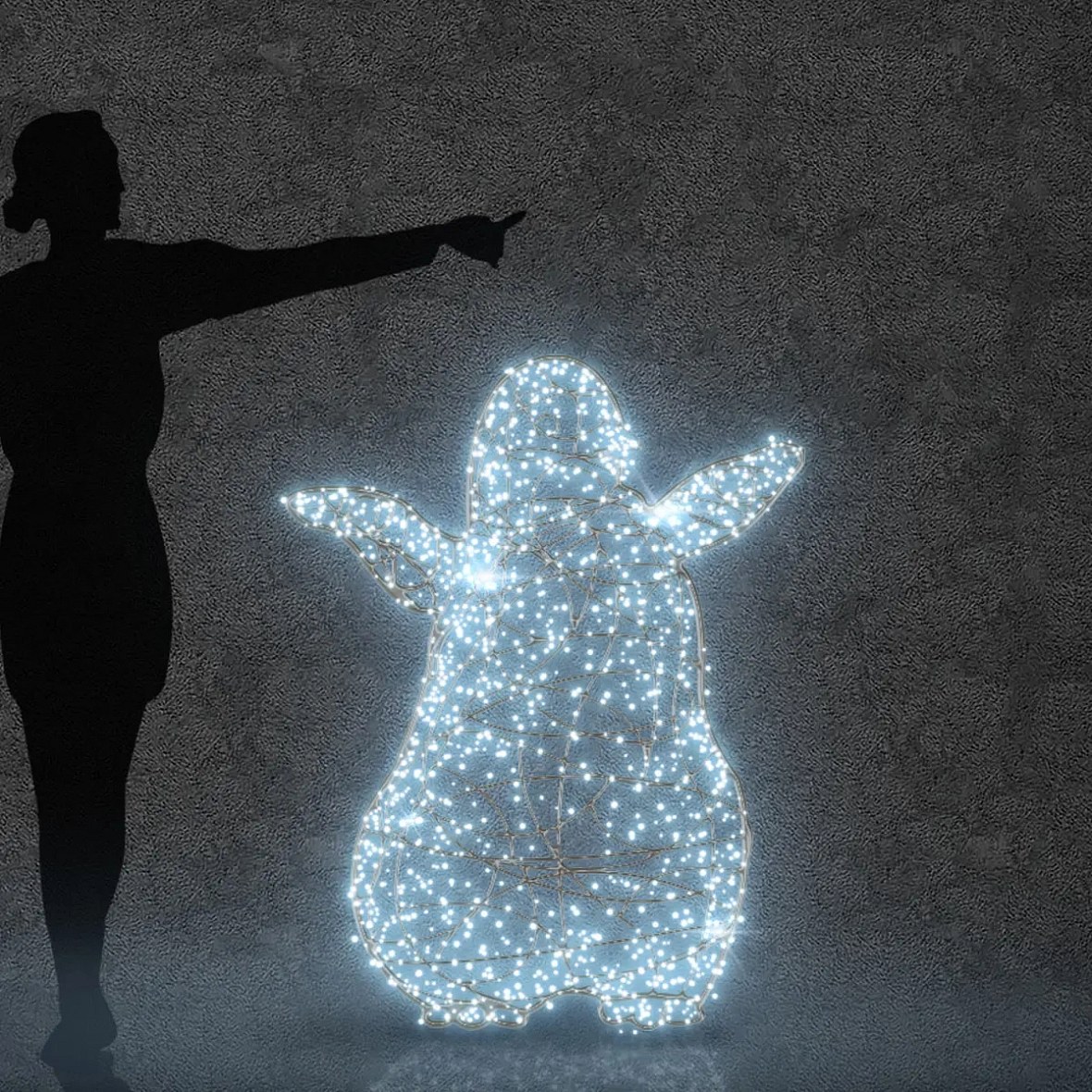 Eco Fix 3D LED light baby penguin 120 cm, zimna biel z lampą błyskową, aluminium