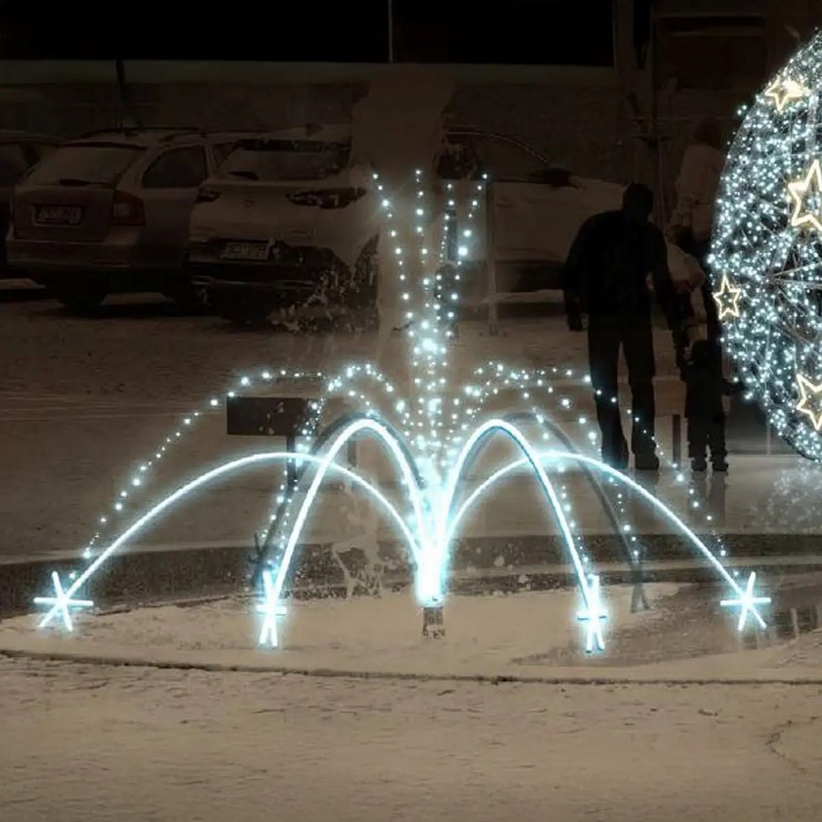Fontanna świetlna Eco Fix 3D LED, 320 × 200 cm, biel lodowa, aluminium