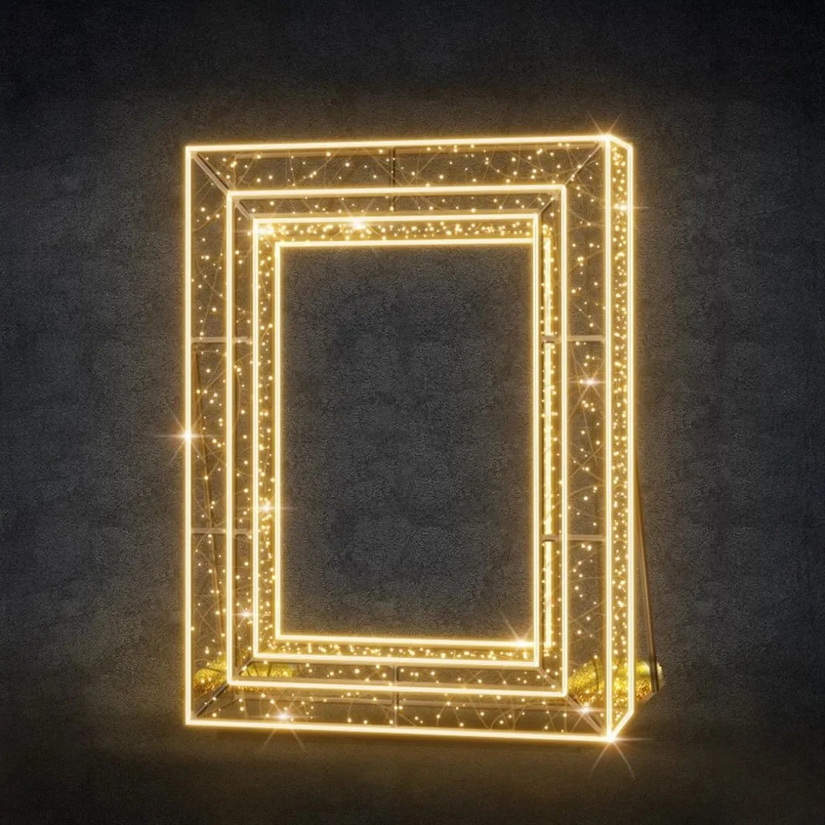 Rama oświetleniowa 3D LED, 170 × 230 × 20 cm, ciepła biel, 36 V, 89 W, 66 kg, 3 części
