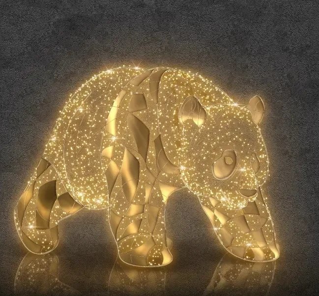 Eco Fix 3D LED light panda, 175 × 285 × 130 cm, ciepła biel, aluminium