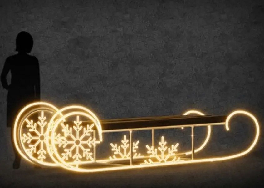 Sanki oświetleniowe Eco Fix 3D LED, 250 × 90 × 50 cm, ciepła biel, stojące, aluminium