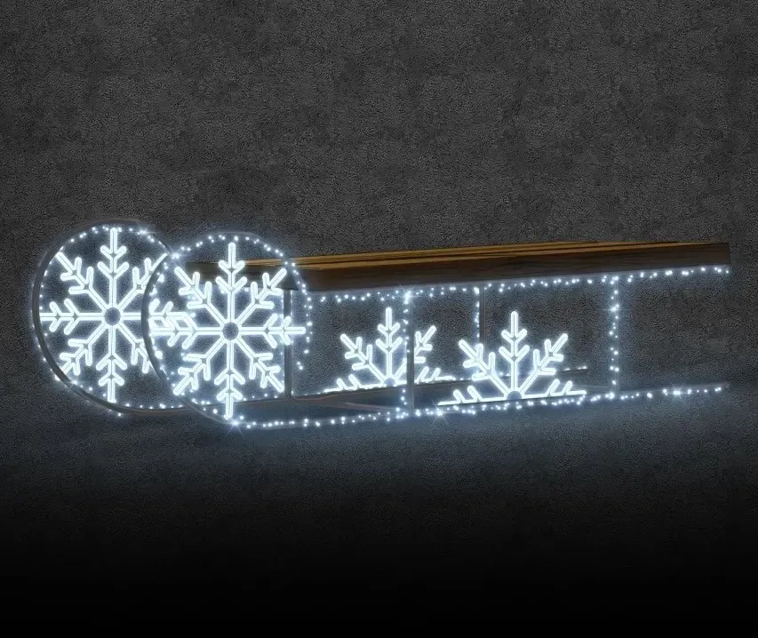 Sanki oświetleniowe Eco Fix 3D LED, 230 × 95 × 50 cm, lodowata biel, stojące, aluminium