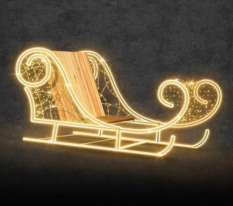 Sanki oświetleniowe Eco Fix 3D LED, 240 × 130 × 80 cm, ciepła biel, stojące, aluminium