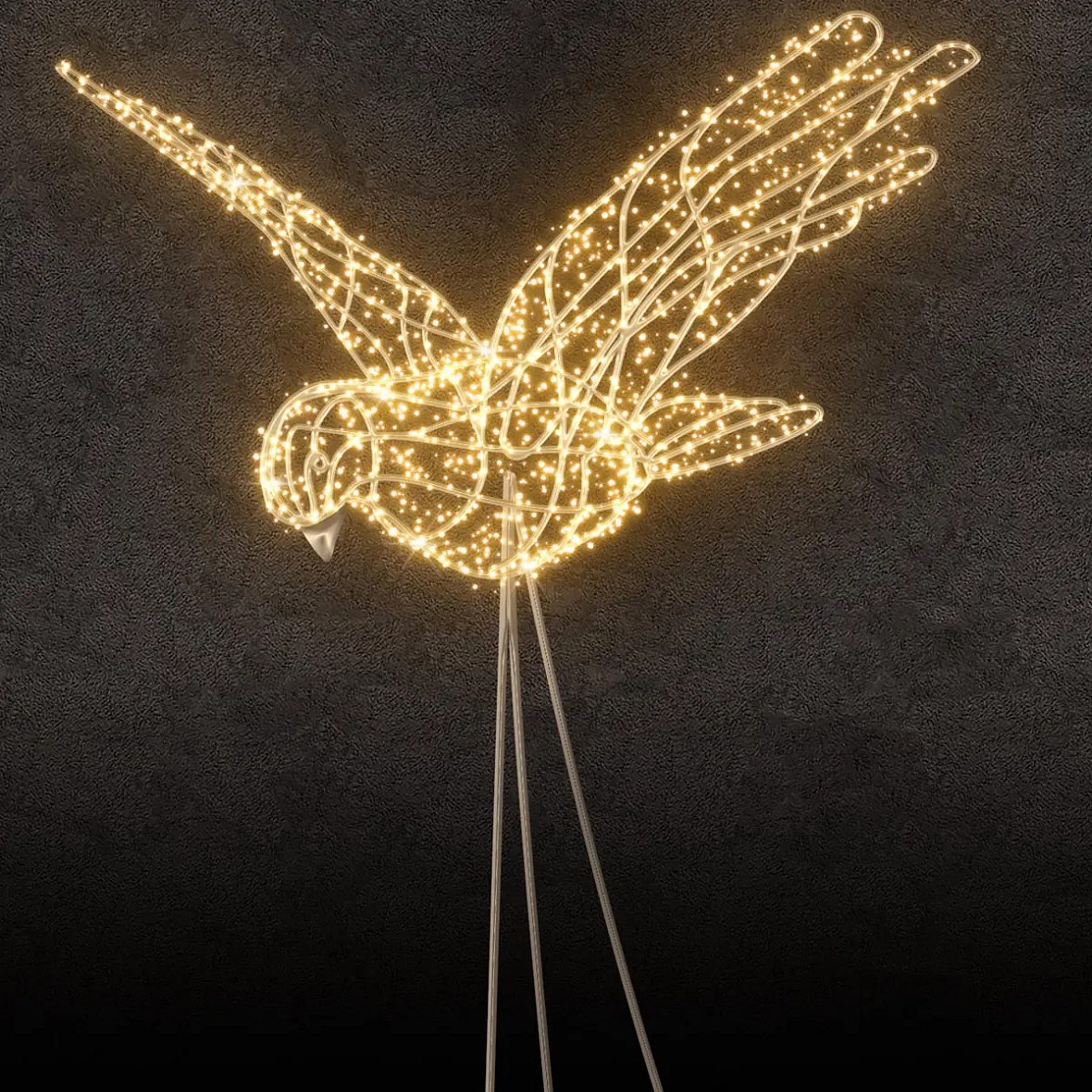 Easy Fix 3D LED dove light, 220 × 130 × 90 cm, ciepła biel, aluminium