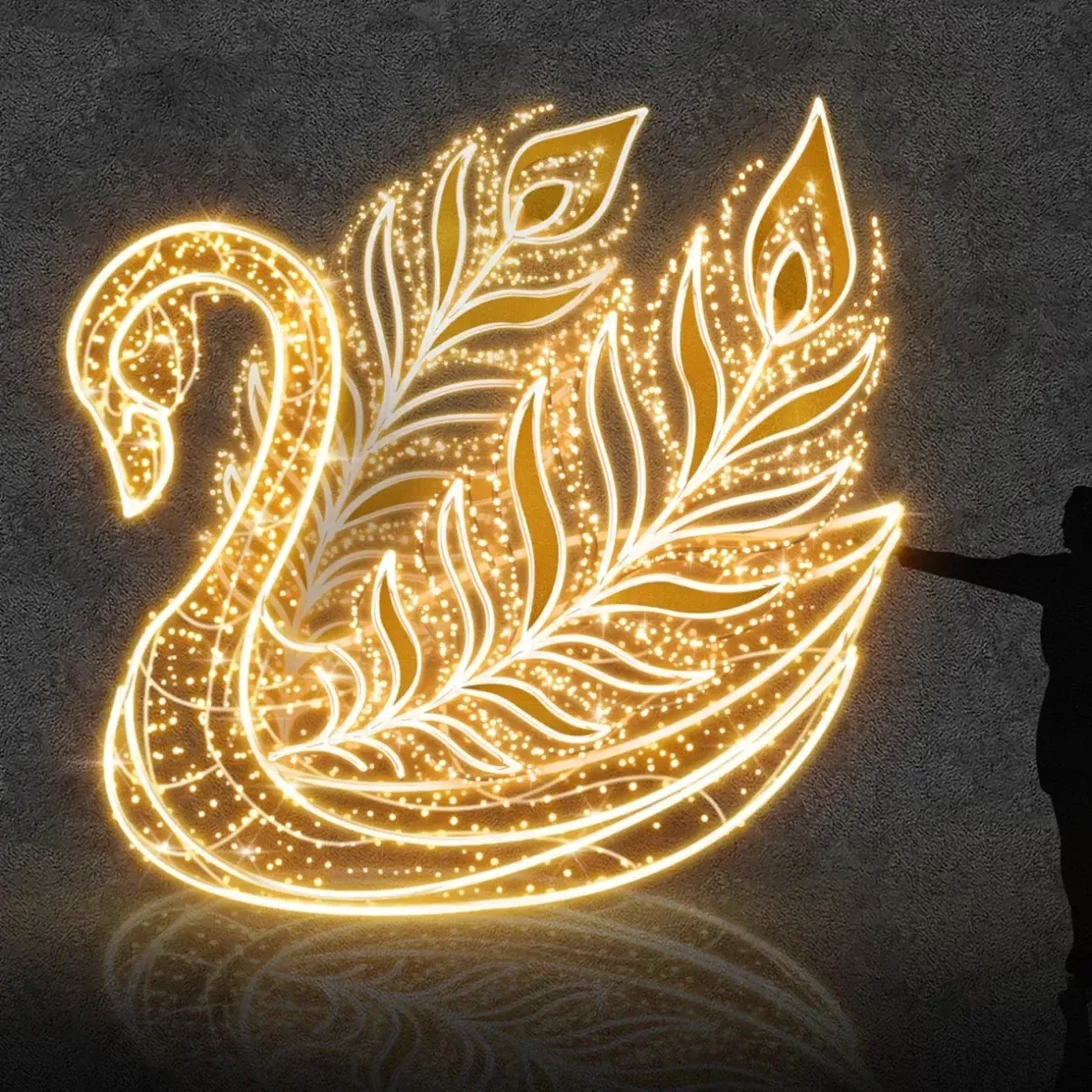 Łabędź 3D LED 400 × 350 × 220 cm, ciepła biel, 36 V, 168,5 W, 7 części