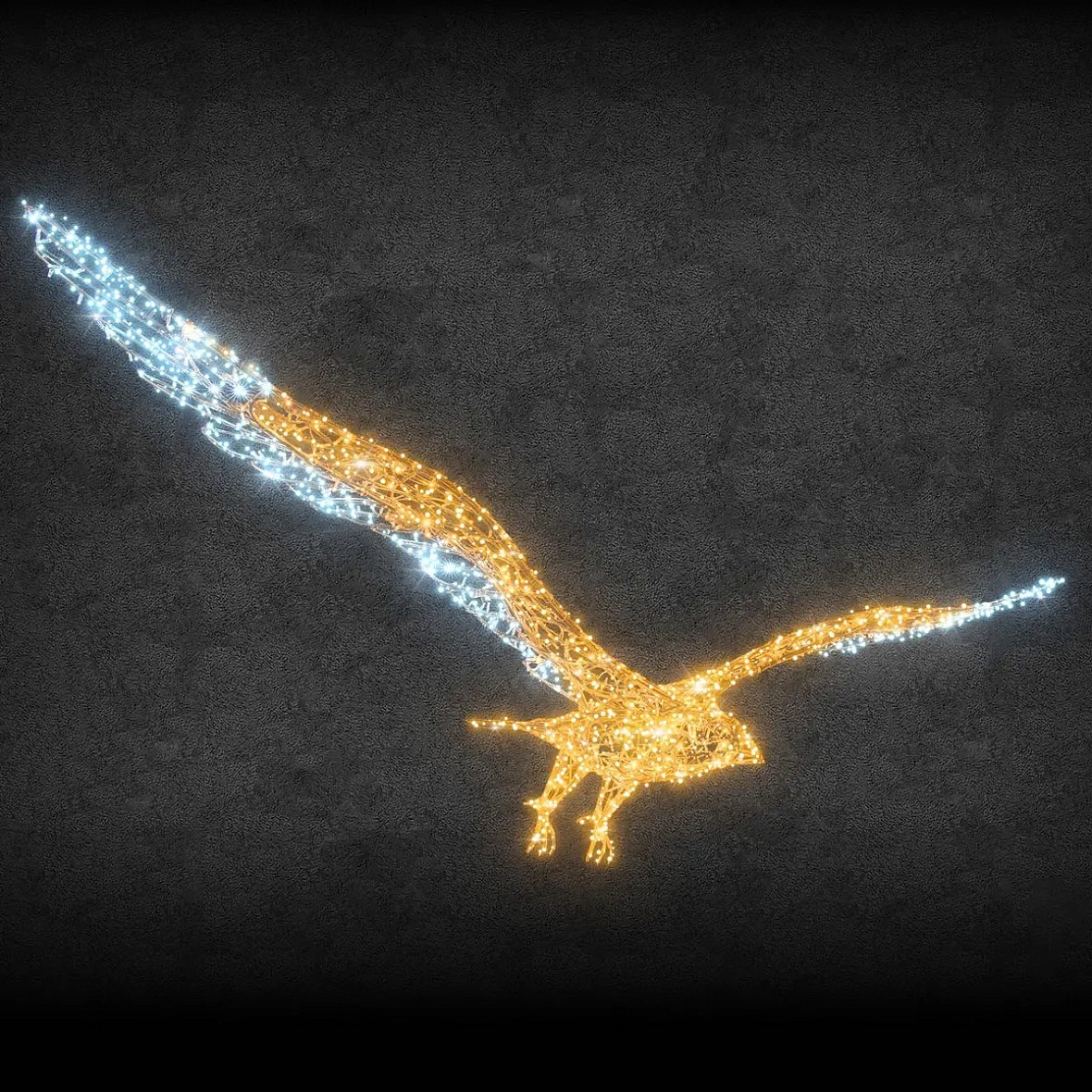 Orzeł świetlny Eco Fix 3D LED, 440 × 45 cm, ciepły i lodowaty biały, aluminium
