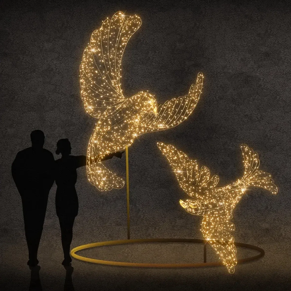 Eco Fix 3D LED dove lights, 320 × 350 × 400 cm, ciepła biel, aluminium