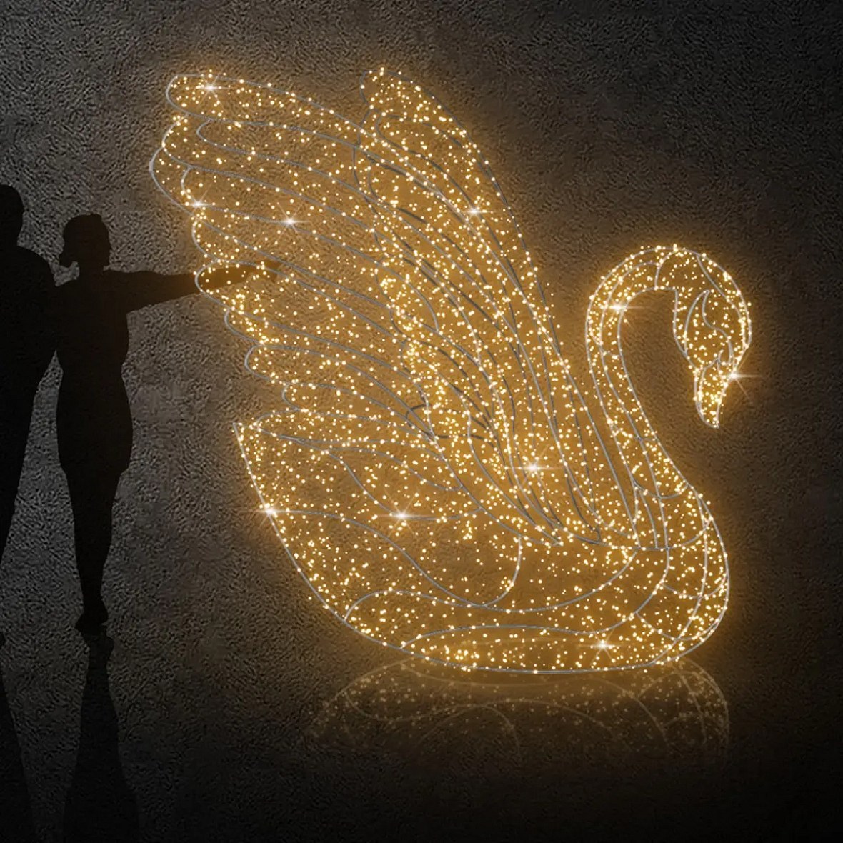 Łabędź 3D LED 250 cm, ciepły biały