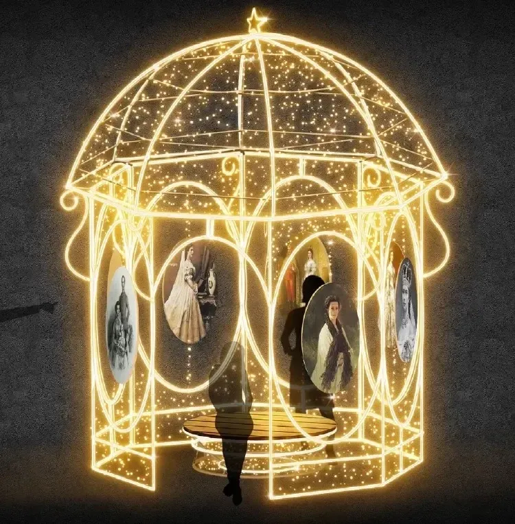 3D LED Gazebo Sissi, 430 × 340 × 340 cm, ciepły biały, 36 V, 300 W, 100 kg, 18 części