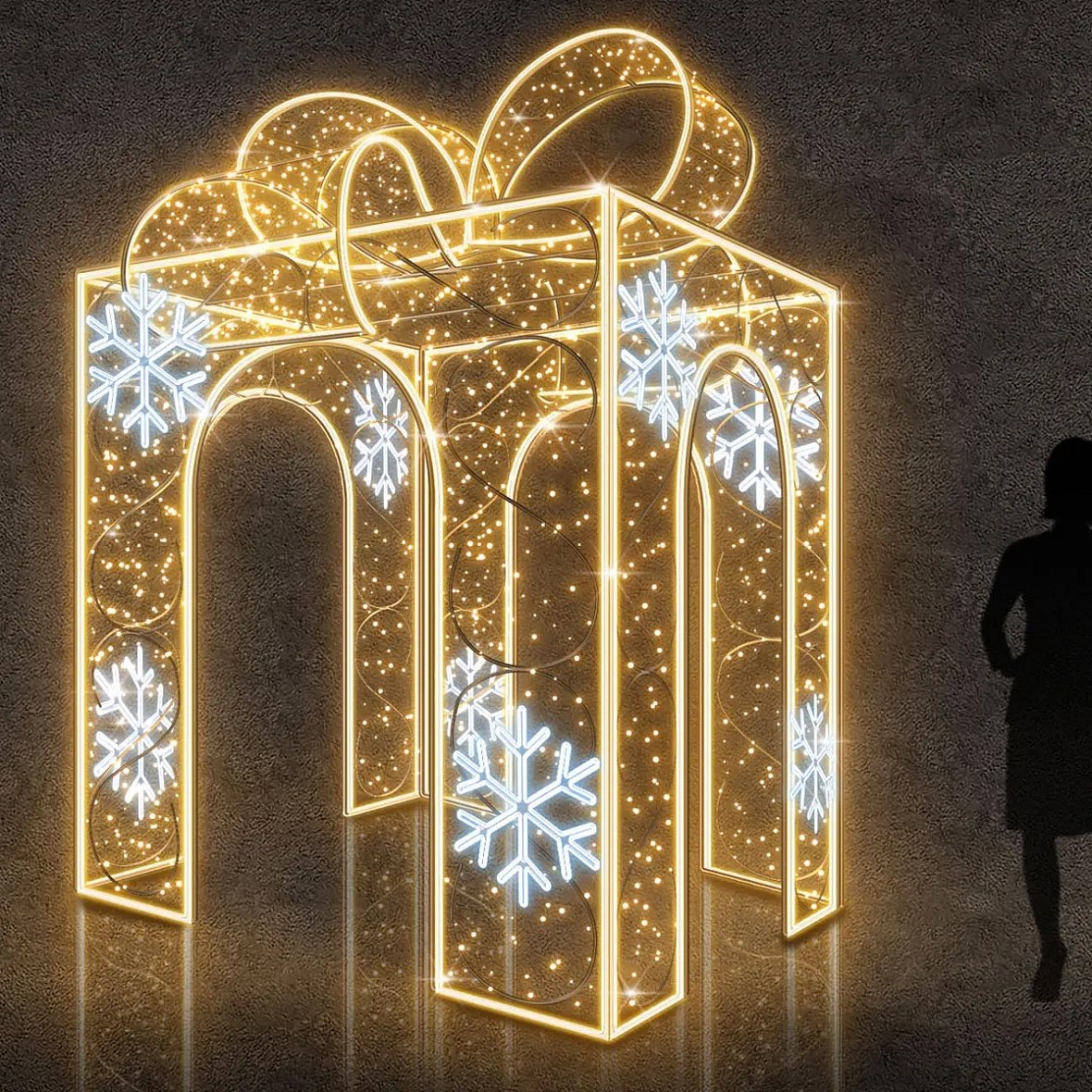 Easy Fix 3D LED light gift pass-through, 200 × 310 × 200 cm, ciepła i lodowata biel, aluminium