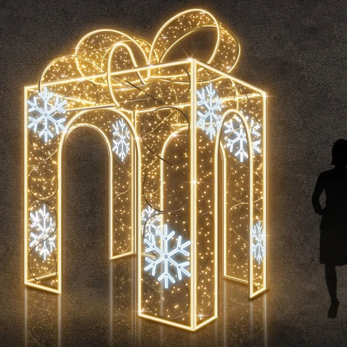 Easy Fix 3D LED light gift pass-through, 200 × 310 × 200 cm, ciepła i lodowata biel, aluminium