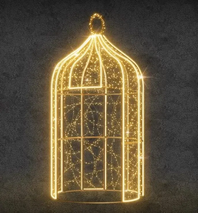 Klatka świetlna LED, 150 x 363 cm, ciepła biel, 36 V, 149 W, wykonana z 6 części