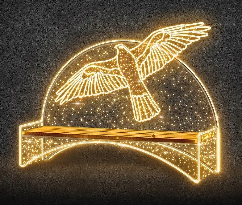Ławka oświetleniowa 3D LED, 210 × 180 × 50 cm, ciepła biel, 36 V, 38,5 W, 3 części