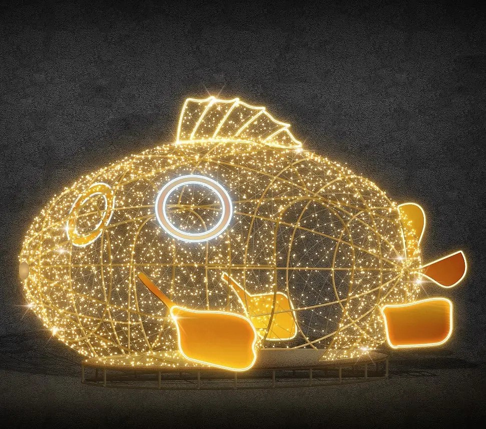 Łódź podwodna Easy Fix 3D LED, 600 × 350 × 270 cm, ciepła biel, stojąca, aluminium