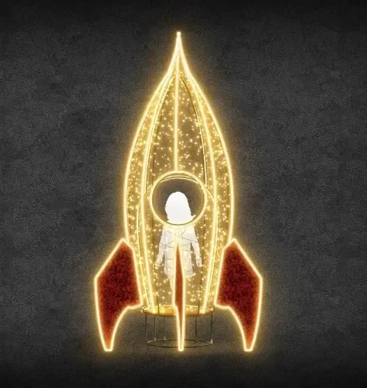 Eco Fix 3D LED rocket light, ciepła, zimna, 426 × 165 cm, stojąca, aluminium