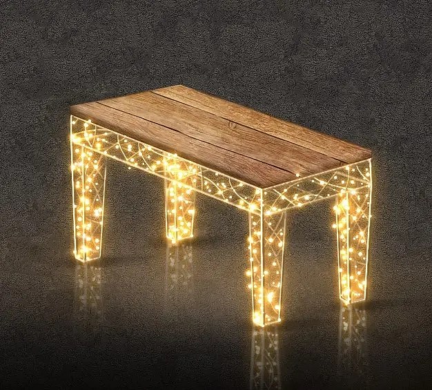 Stołek z oświetleniem fortepianowym 3D LED, 57 × 50 × 80 cm, ciepły biały, 36 V, 21,4 W, 10 kg, 1 część