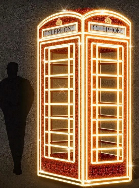 Podświetlana diodami LED budka telefoniczna, 100 x 240 x 100 cm, 36 V, 43,3 W, 60,47 kg, 2 części