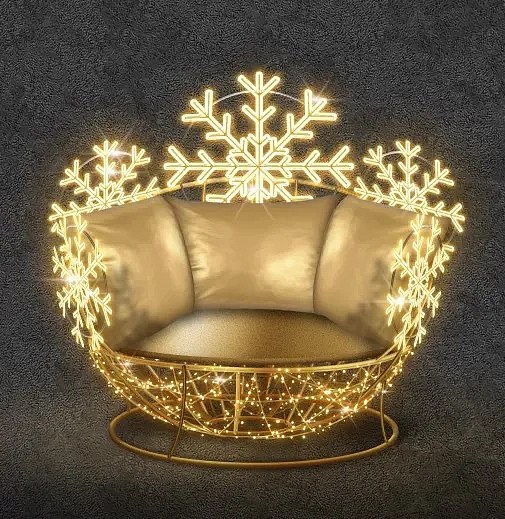 Lampa do siedzenia LED, 150 x 160 x 150 cm, ciepła biel, 36V/230V, 155 W, 33,8 kg, wykonana z 6 części